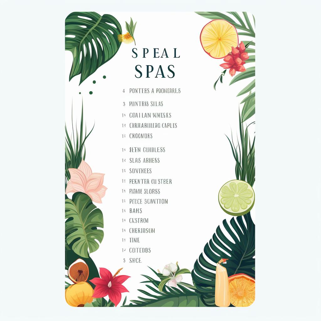 A spa service menu highlighting new treatments