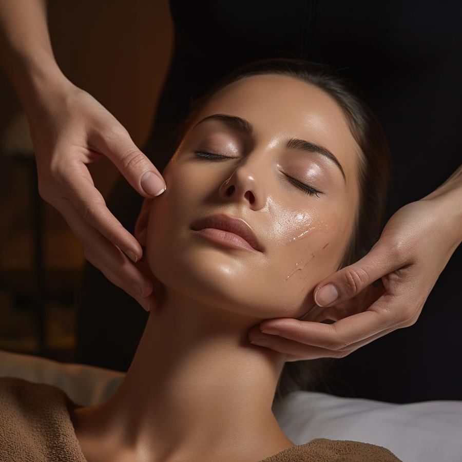 An esthetician performing a facial massage