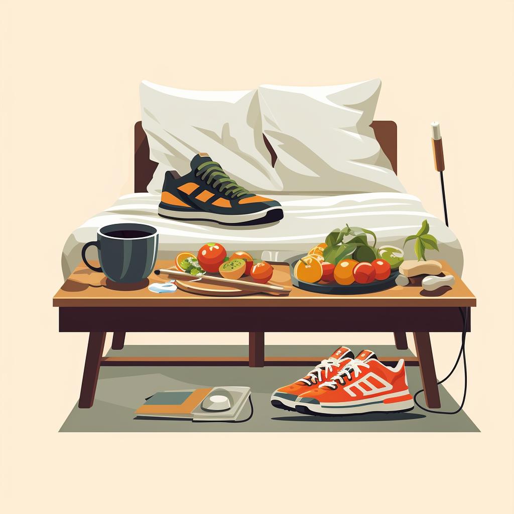 A balanced meal, a pair of running shoes, and a comfortable bed.