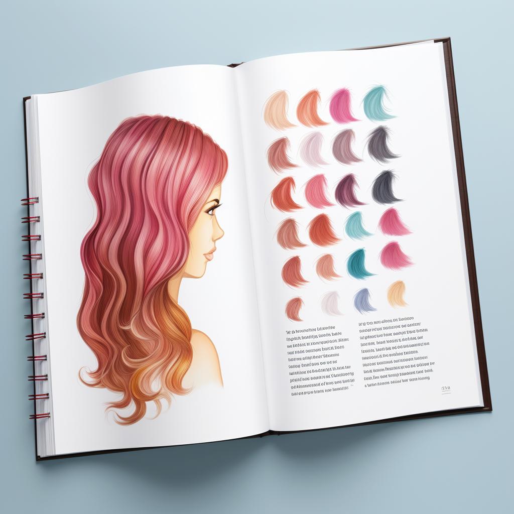 A study guide book opened to a page on hair coloring techniques.